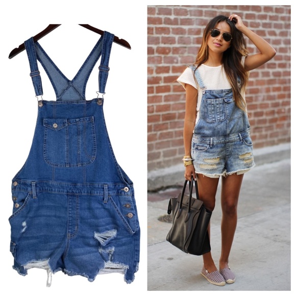No Boundaries Pants - No Boundaries XXL 2X 19 Juniors Overall Shorts Romper Jean Denim Distressed